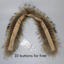 Real fur collar 100% genuine raccoon fur scarf 70cm winter for women hot selling 2024 - buy cheap