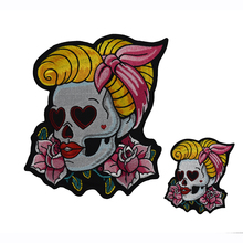 Emblema bordado pin up com olhos amantes caveira ferro em roupas vestimenta senhoras motoqueiro jaqueta emblema colete adesivo 2024 - compre barato