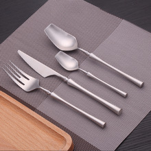 Juego de vajilla de plata mate, cubiertos de acero inoxidable 304, utensilios de cocina, incluye cuchillo, tenedor, cuchara 2024 - compra barato