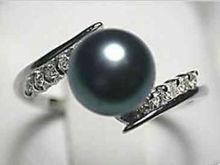 Free shipping >>>>>>10-11mm round charming natural tahitian black pearl ring 2024 - buy cheap