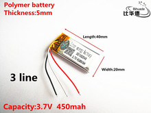 3 line Good Qulity 3.7V,450mAH,502040 Polymer lithium ion / Li-ion battery for TOY,POWER BANK,GPS,mp3,mp4 2024 - buy cheap