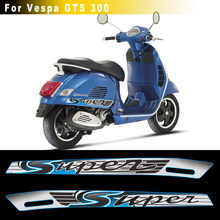 Серый синий подходит для PIAGGIO Vespa GTS 300 gts300 спортивные gts наклейки эмблема супер светоотражающие наклейки мотоцикл 2024 - купить недорого