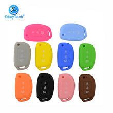 OkeyTech Silicone Rubber Case Flip Folding 3 Button Remote Car Key Cover Case Fob for Hyundai Mistra IX35 IX45 Accent I40 I20 2024 - buy cheap