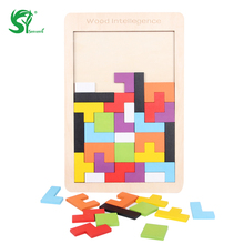 Монтессори Деревянные игрушки для детская танграмма мозг тизер 3d головоломка тетрис игра Развивающие детские подарок развивающие 3D Пазлы 2024 - купить недорого