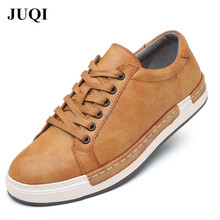 JUQI-zapatos planos de cuero para hombre, calzado transpirable con cordones, Oxfords de talla grande, a la moda, para otoño 2024 - compra barato