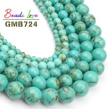 Wholesale Dark Green Turquoises Howlite Stone 4 6 8 10 12mm Round Loose Beads for Jewelry Making DIY Bracelet Necklace 15 Inch 2024 - buy cheap
