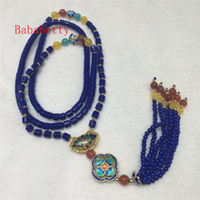 Collar de piedra azul Natural y piedra natural multicolor, cadena para suéter de 25 ", 4-5MM 2024 - compra barato