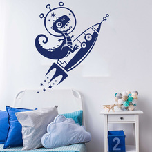 Cartoon Dinosaur Rocket Decal Dino Space Star Wall Decal Sticker Vinyl Children Bedroom Living Room Wall Decoration F883 2024 - buy cheap