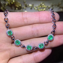 chain bracelet Natural and Real Emerald Bracelet Free shipping Natural real Emerald Bracelet 925 sterling Sliver 2024 - buy cheap