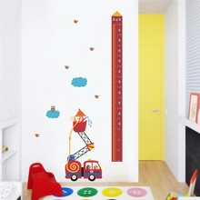 cartoon fox owl and fire engine growth chart wall stickers for kids room home decor pvc height measure wall decals diy posters 2024 - buy cheap