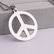 silver color  big Anti war Peace 316L Stainless Steel pendant necklaces bead chain for men women wholesale 2024 - buy cheap