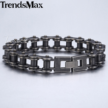 Men's Bracelet Hip Hop Bicycle Link Chain Gunmetal Matte 316L Stainless Steel Bracelet For Male Jewelry Dropshipping 12mm KHB423 2024 - buy cheap