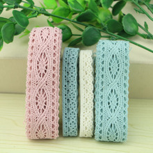 5 yard lot woven cotton lace trim DIY sewing curtain craft decoration baby blue baby pink cotton trim lace ribbon 2024 - buy cheap