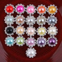 30pcs/lot 21colors Bling Round Decorative Flatback Crystal Pearl Buttons Metal Rhinestone Buttons for Hair Accessories/Ornamets 2024 - buy cheap