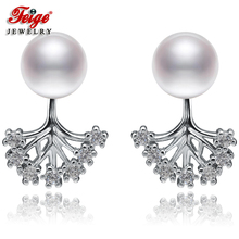 Diseño de Moda 925 plata esterlina 2 colores naturales cultivadas en agua dulce pendiente de perla para las mujeres regalos joyería fina FEIGE 2024 - compra barato