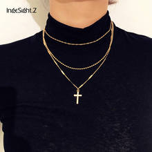 Ingesight.Z Bohemian Multilayer Cross Pendant Choker Necklace Women Vintage Gold Color Party Beads Chain Choker Necklace Jewelry 2024 - buy cheap