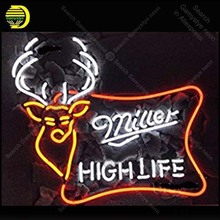 Miller-bombillas de neón de alta vida, señal de ciervo, barra de cerveza, Pub, letrero de tubo de vidrio artesanal, señal de luz de neón, enseigne lumineuse 2024 - compra barato