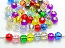 200 Mixed Color  Silver-plate Foil Hole Pony Round Beads 8X6mm for Kandi Bracelets Crafts Kids 2024 - buy cheap