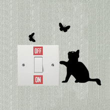 Adesivos vinil gato e borboleta jogo interruptor decoração quarto adesivo de parede 3ss0005 2024 - compre barato