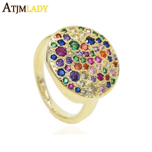 2021 Summer New Rainbow Cz Ball Ring Mulit Color Disco Big Ring For Women Hot Fashion Gold Filled Gorgeous Midi Finger Jewelry 2024 - buy cheap