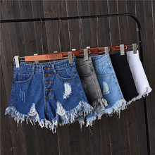 2021 Spring Summer Women 5 pockets Vintage tassel washed denim short jeans feminino mujer sexy Hot Ripped distressed hole 2024 - buy cheap