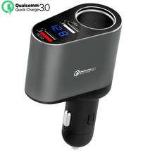 Автомобильное зарядное устройство QC3.0 для быстрой зарядки, 5 В, 2,4 А, автомобильное зарядное устройство с двумя USB-портами, автомобильное зарядное устройство с дисплеем вольтметра, зарядное устройство для прикуривателя 2024 - купить недорого