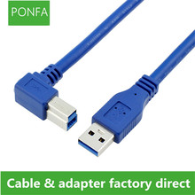 Прямоугольный Кабель USB 3,0 A Male AM к USB 3,0 B Type Male BM USB3.0, кабель 0,6 м, 1 м, 1,8 м, 2 фута, 3 фута, 6 футов для принтера, сканера HDD, 90 градусов 2024 - купить недорого