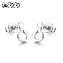 High Quality 2021 Fashion Men Jewelry Stainless Steel Stud Earrings Man Symbol Shape Men Earrings for Boy Gifts 2024 - buy cheap