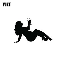 YJZT 12.5*8.2CM Have A Drink Fat Sexy Girl Vinyl Decal Black/Silver Zero Defect Fashion Design Car Sticker C20-0550 2024 - buy cheap