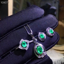 Brincos pingentes redondos s925, joias prateadas com esmeralda natural, conjunto de joias para presente de meninas 2024 - compre barato