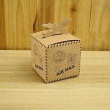 Avião criativo air mail 100, caixa de doces de papel kraft fino, caixa de presente especial diy para festa de casamento e aniversário, suprimentos 2024 - compre barato