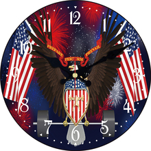 Relógio patritismo com bandeira da águia americana, relógio comprido, sala de estar, cozinha, galeria, arte de parede, relógio de parede grande vintage 2024 - compre barato