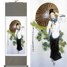 Pintura china artesanal tradicional "paraguas Beauty Girl", cuadro de pared/rollo de montaje, arte pared, decoración del hogar 2024 - compra barato