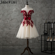 Винтажное свадебное вечернее короткое платье jaevini с бусинами длиной до колена, бордовое кружевное платье для матери невесты, платья для женщин, сексуальные платья 2024 - купить недорого