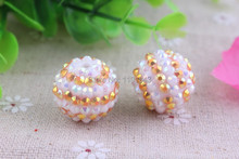 Kwoi vita 20mm 100pcs/lot white/orange ab strip Chunky Resin Rhinestone Beads Ball for Kids Girls  Jewelry Making 2024 - buy cheap