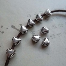 Cuentas de Metal en forma de corazón para mujer, abalorios de 6x5mm con forma de corazón de plata antigua, abalorios espaciadores de plata tibetano de 6x5mm, fabricación de joyas DIY para regalo, 50 unids/lote 2024 - compra barato