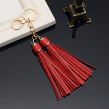 Fashion PU Leather Tassel Keychain For Women Girls Gift Car Bag Phone Hanging Pendant Charm Keyrings Gift Key Holder 2024 - compre barato