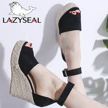 LazySeal Platform Wedge High Heel Sandals Women Shoes Summer New Buckle Strap Peep Toe Ladies Sandalias Mujer 2019 Big Size35-43 2024 - buy cheap