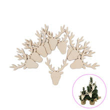 10PCS Unfinished Wooden Ornaments Natural Wood Slices DIY Crafts Christmas Gift Decoration Deer Wood Xmas Hanging Decor 2024 - buy cheap