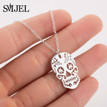 SMJEL Punk Skull Necklaces Men Women Day Of The Dead Skeleton Pendant Necklace Charm Mexican Sugar Skull Jewelry Gifts 2024 - buy cheap