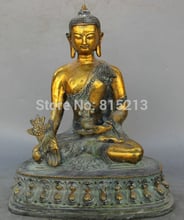 Bi001196 11 "Тибет Тибетский Буддизм Бронза Позолота Menla Будда Медицины медицинской Статуя Бога 2024 - купить недорого