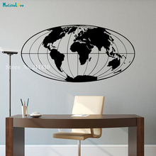 Mapa del mundo ovalado, pegatina de vinilo para pared, Planeta, tierra, globo geométrico, calcomanías para decoración de sala de estar, murales de arte extraíbles YT749 2024 - compra barato