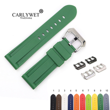 CARLYWET-Correa de silicona para reloj, banda de repuesto de 22 24mm, color verde puro, blanco, negro y marrón, resistente al agua, de goma, para Panerai Luminor 2024 - compra barato