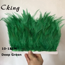 5-10 meters per lot Deep Green bleached dyed rooster hackle feather fringes trim 10-15cm 4-6inches diy wedding carnival decorate 2024 - buy cheap