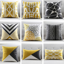Yellow Black Geometric Cushion Cover Home Decor Velvet Pillow Cover For Sofa 45*45cm Decorative Pineapple Pillows Case 2024 - buy cheap