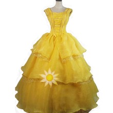 Moive belle princess para adultos moda feminina cosplay traje amarelo belo vestido feito sob encomenda 2024 - compre barato