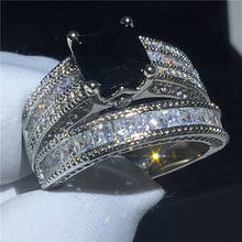 Роскошный набор колец принцесса огранка AAAAA Cz камень белое золото заполненное обручальное кольцо кольца для женщин Свадебные ювелирные изделия 2024 - купить недорого