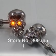 Universal Motorcycle Chrome LED Skull Turn Signal Light Cafe Racer Old School Bobber Touring Dirt bike 2024 - buy cheap