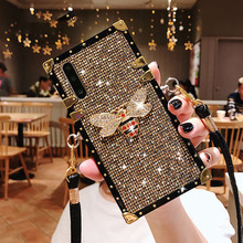 Capa traseira de rebite para iphone, capa quadrada com glitter e glitter, para modelos x, xs, xr, 6, 6s, 7, 8 plus, x e xs, xr 2024 - compre barato