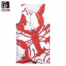 OGKB New Harajuku Women/men's 3D Digital Print Red Lobster Tank Top Man Brand Clothes Sleeveless Shirt Hiphop Punk Vest Singlets 2024 - buy cheap